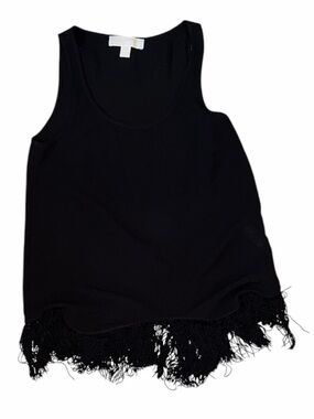 Michael Kors Black Fringe Hem Tank Top